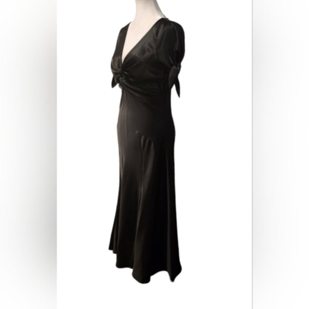 Franco Mirabelli Black Satin Midi Dress
